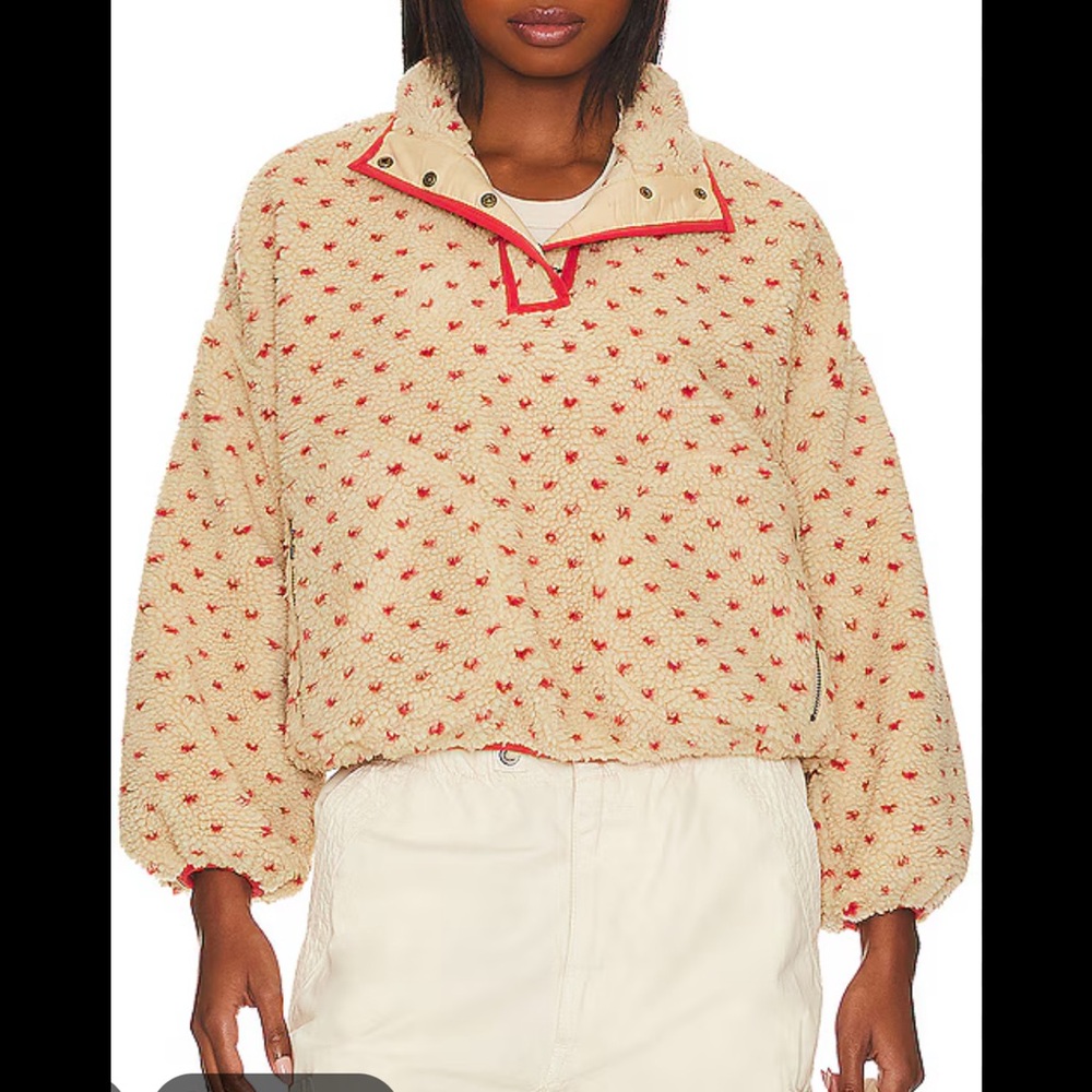 THE GREAT. Red and Cream heart Country Side Fleece size 1